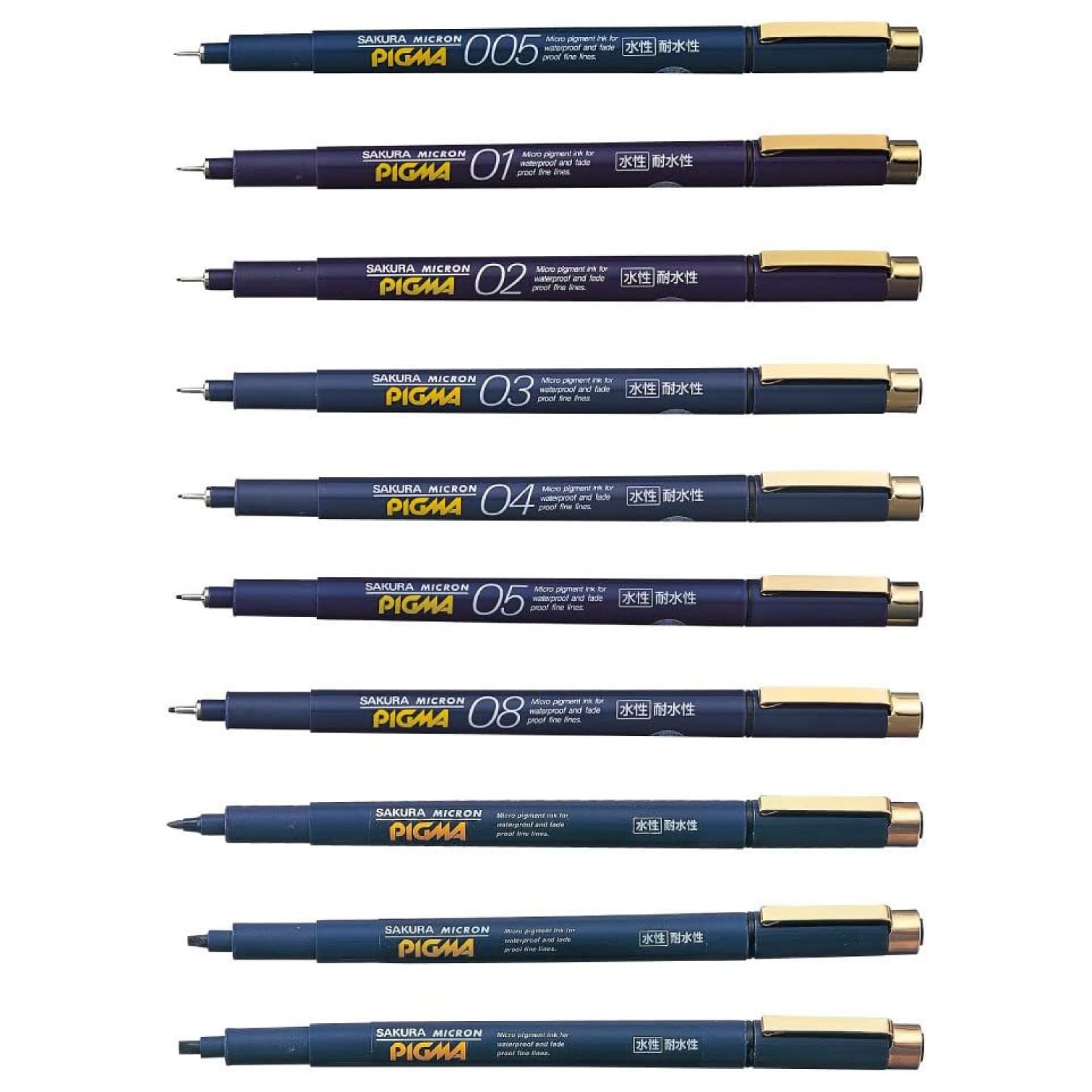 Sakura Crayons Pigma Water Based Pen, Set of 10 Types, Black ESDK-10#49 : Office Products