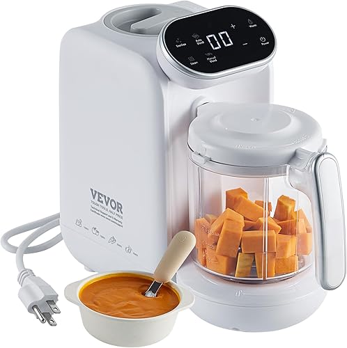 VEVOR Máquina de alimentos para bebés, procesador de alimentos para bebés de 430 W con contenedor Tritan de 22.4 fl oz, acero inoxidable SUS304, sin