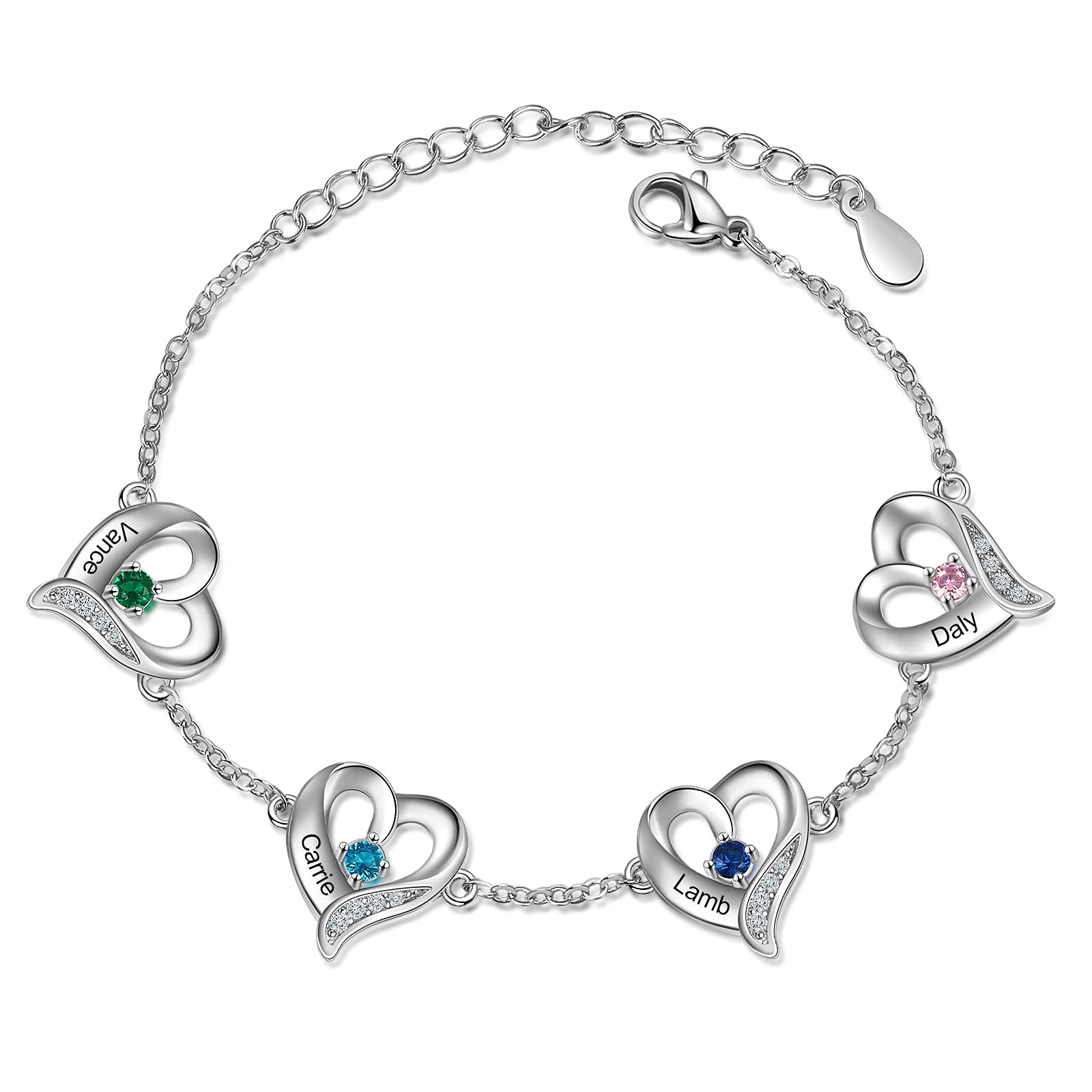 kaululu Pulseras Personalizadas con Nombre Pulsera Plata Mujer Pulsera Mama Colgantes Grabados Pulsera Familia Nombre Regalos Madre e Hija Regalos de Amistad Regalos día de la Madre