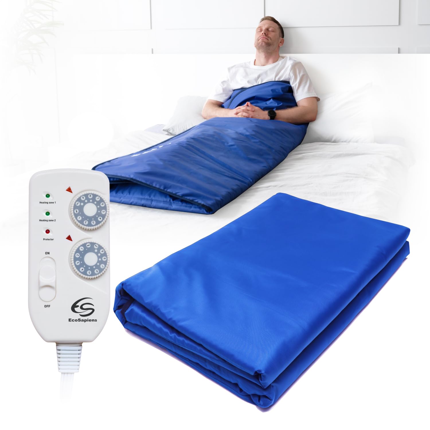 Infrasauna - Manta infrarroja para sauna 180x220 cm, control remoto de 2 zonas, spa portátil en casa, terapia infrarroja infrarroja, desintoxicación corporal, sudoración caliente, antienvejecimiento