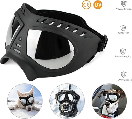 Miniatura 6 de Gafas de sol para perros medianos o grandes, anti-UV, impermeables, resistentes al viento, a prueba de nieve, protección ocular para perros de