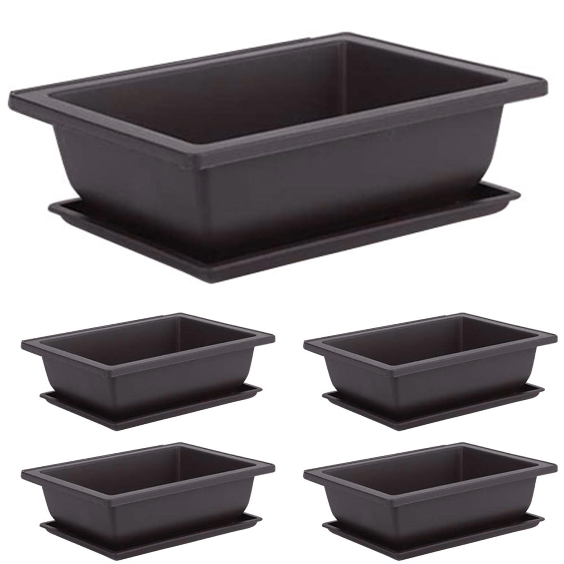 Pots de bonsaï carrés en plastique avec soucoupe Gcroet pour la culture de plantes