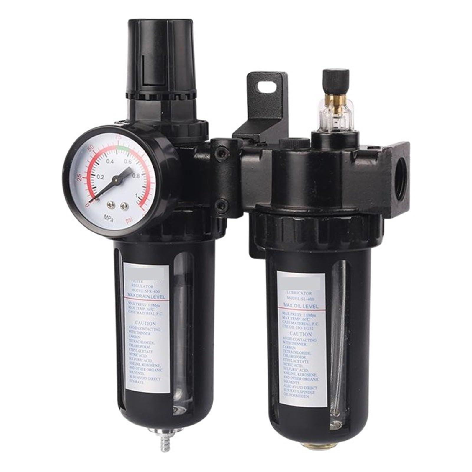 Jwvialel Sfc200 Silver Air Source Processor Two-Piece Sfc200/300/400 Pneumatic Component Oil-Water Grid 1Pcs(Sfc200 Silver)