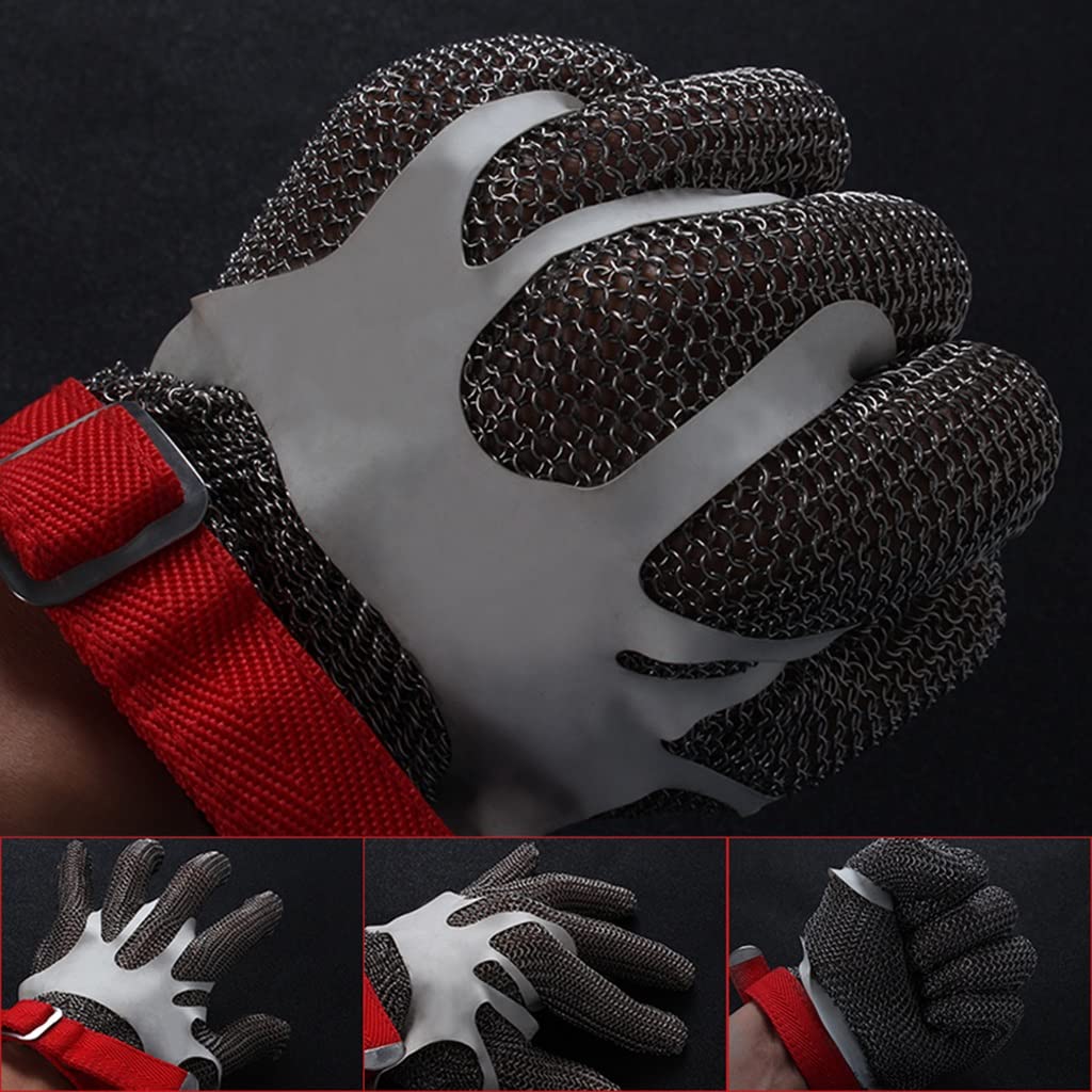Guantes de Malla Resistente a la Malla de Metal Pesado, Guantes de Trabajo de Seguridad a Prueba de Agua y Resistente a los apuñalados (Size : 2pcs/L)
