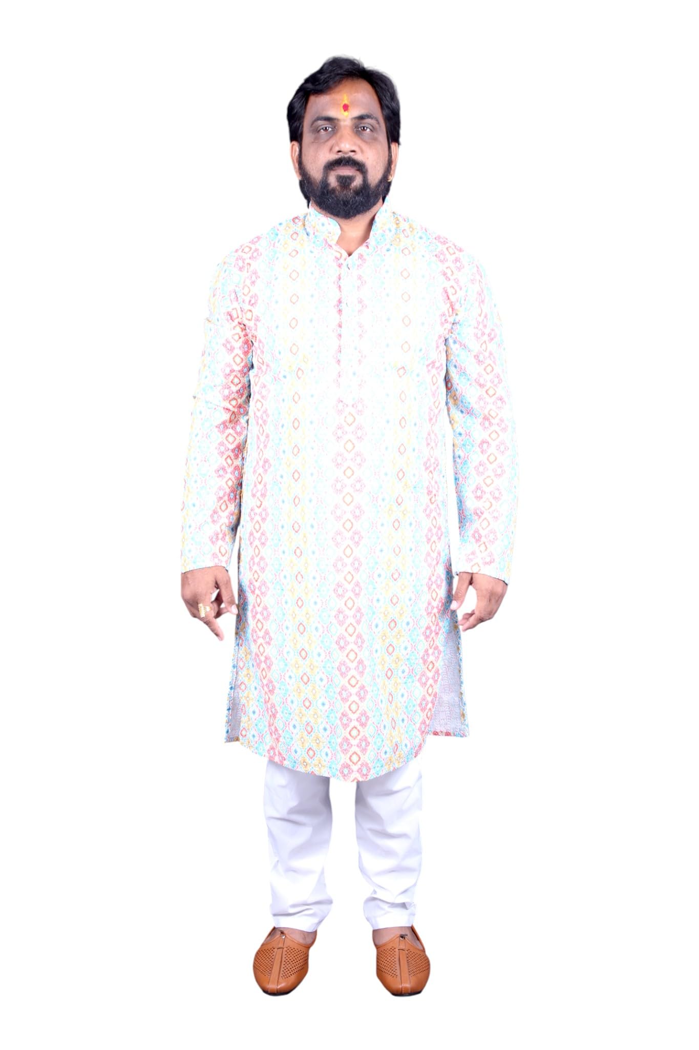 Mens Multicolored Printed Kurta