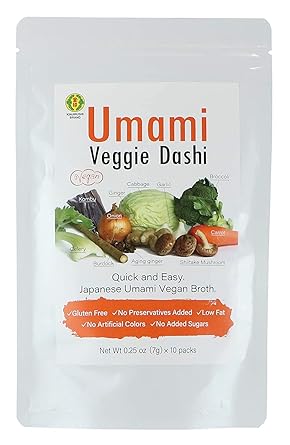 Kinjirushi Umami Veggie Broth Soup Packet Dashi Powder 2.47oz, (7g×10pcs) Miso Soup, Kombu, Ramen Broth, Udon Noodles, Seasoning Packet, No MSG, Gluten Free, Umami Seasoning, Instant Dashi, Veg Stock