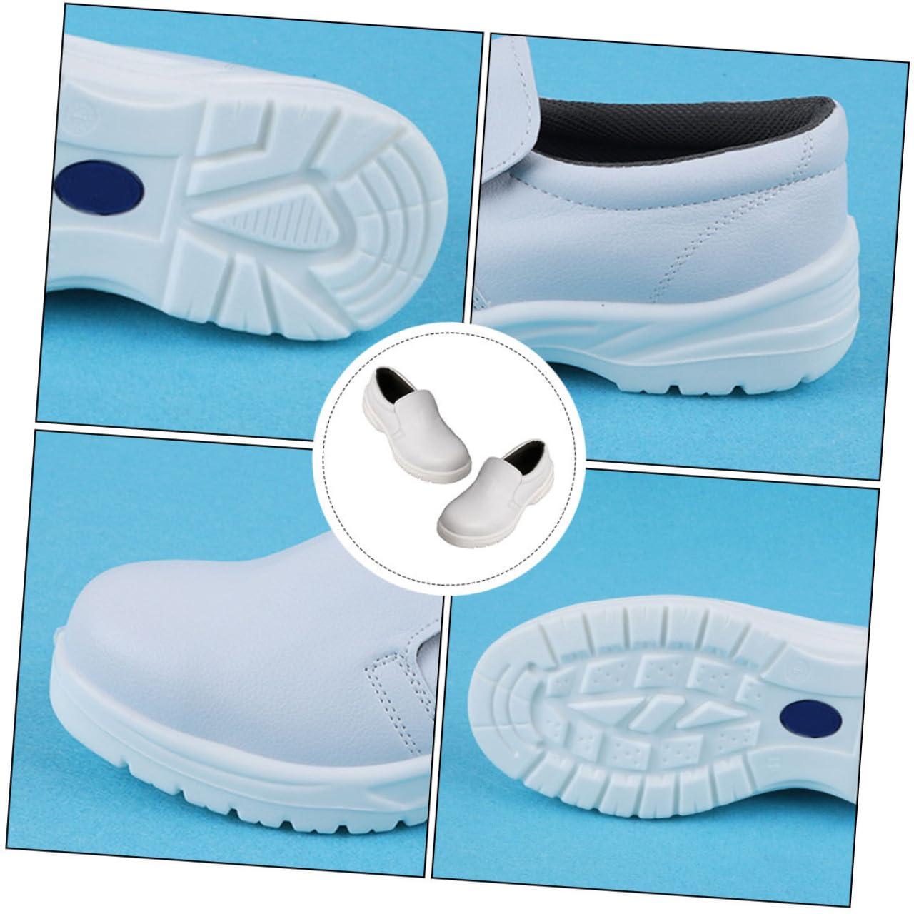 Zapatos de Seguridad Transpirables y Livianos Blancos Puntera Anti-Choque para Trabajo en Taller, Calzado Cómodo de PU y Microfibra para Uso Laboral