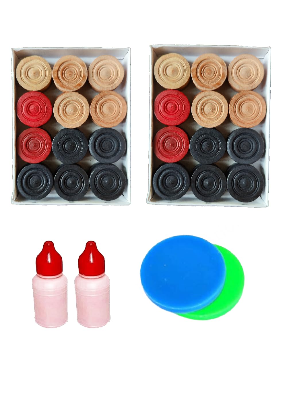 Premium Wooden Carrom Coins, Set of 2, with 2 Strikers and 2 Carrom Powders (B0D76QPS2S) Amazon Price History, Amazon Price Tracker