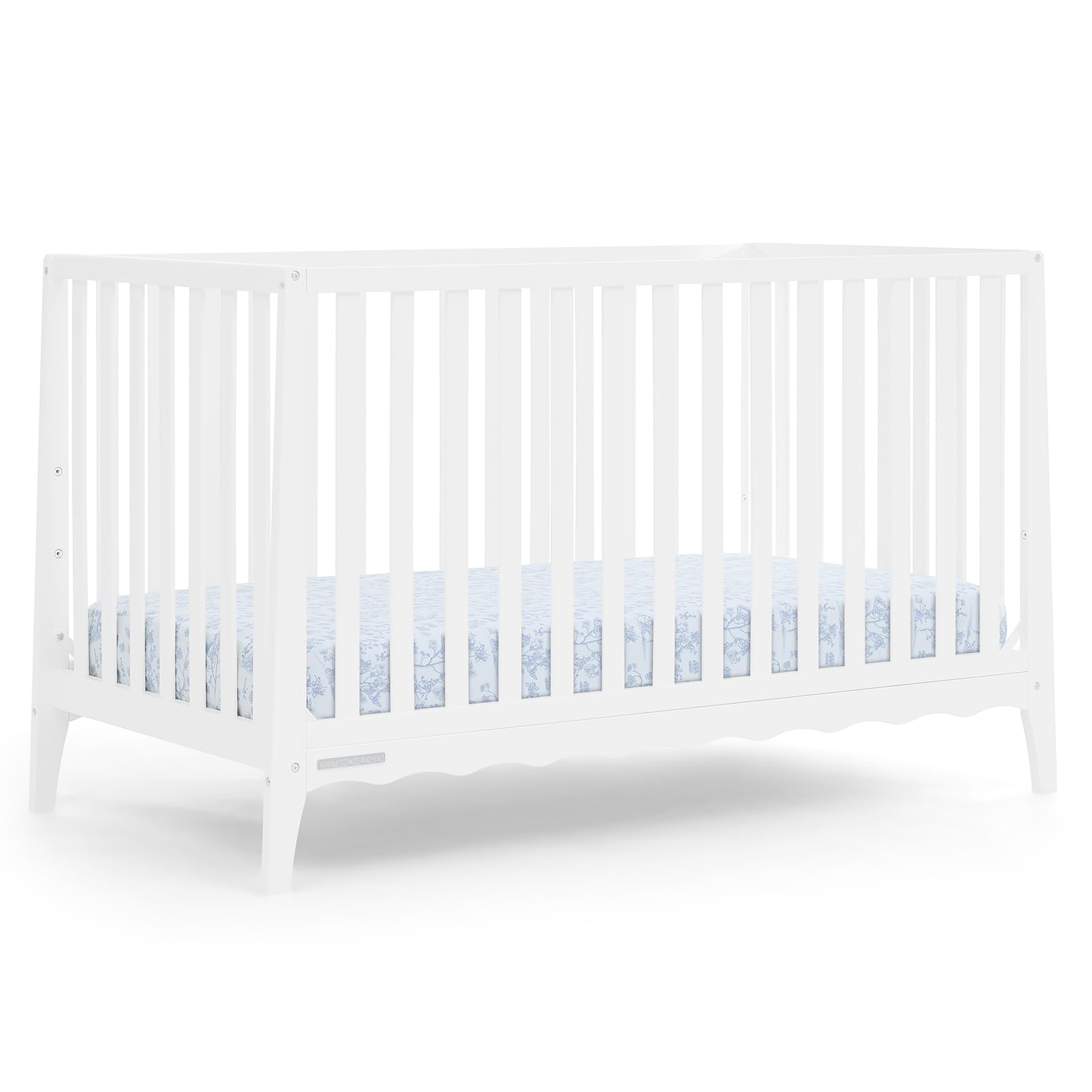 Photo 1 of Delta Children Lulu 5-in-1 Convertible Crib, Converts to Toddler Bed, Daybed, Sofa & Full-Size Bed, Natural Wood, Fits Standard Crib Mattress, 3 Mattress Heights for Baby Nursery, Bianca White080213168728
