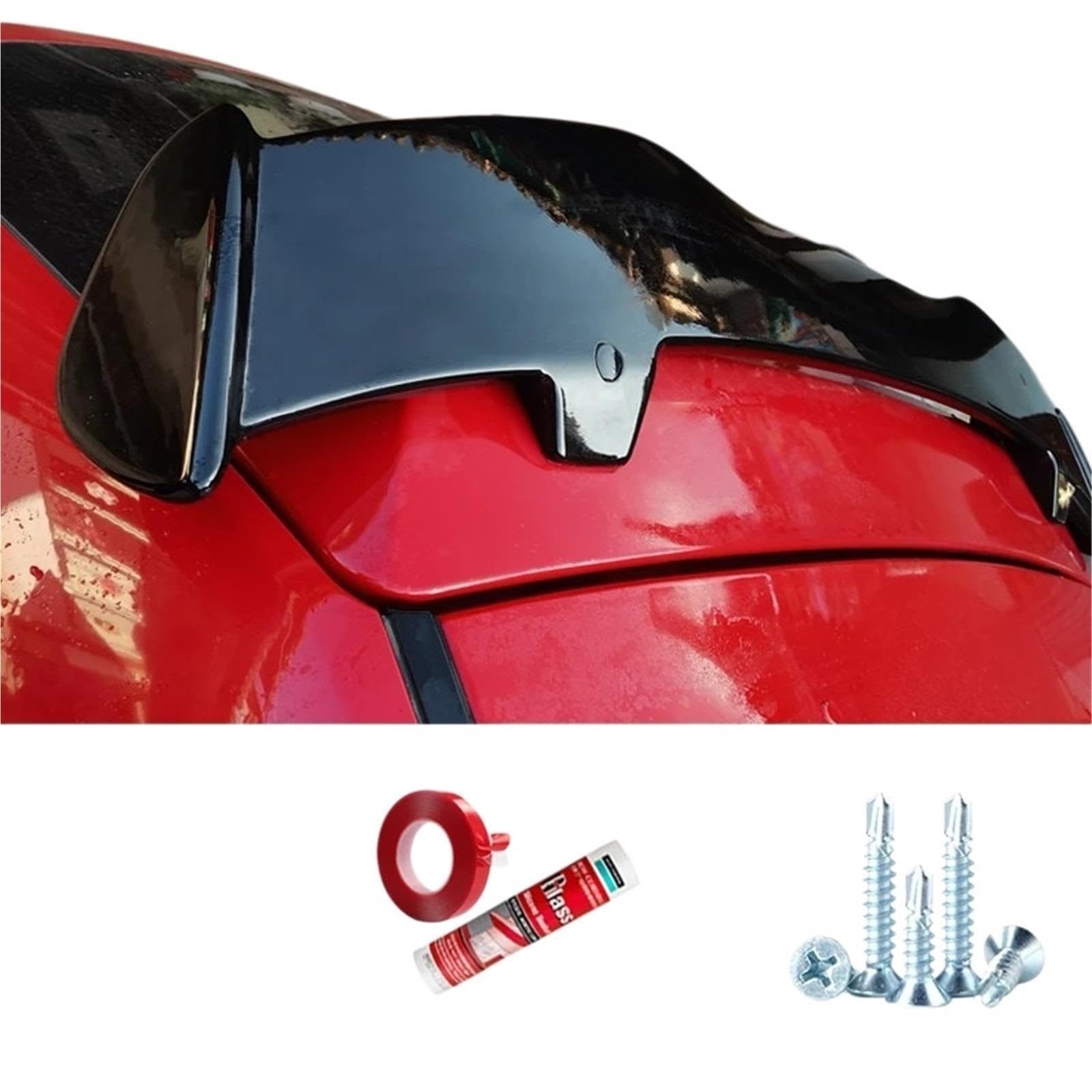 Czarny Spoiler kompatybilny z Hyundai Veloster tylne skrzydło bagażnika 2011 do 2020 typ F powierzchnia węglowa materiał ABS tylny Spoiler dachowy(Gloss black)
