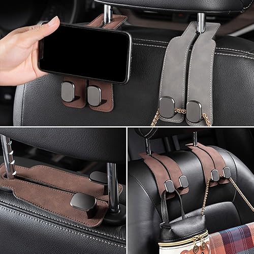 Miniatura 3 de Drkicsy Gancho doble para respaldo de asiento de automóvil, reposacabezas de asiento de automóvil, ganchos dobles y soporte para teléfono celular,