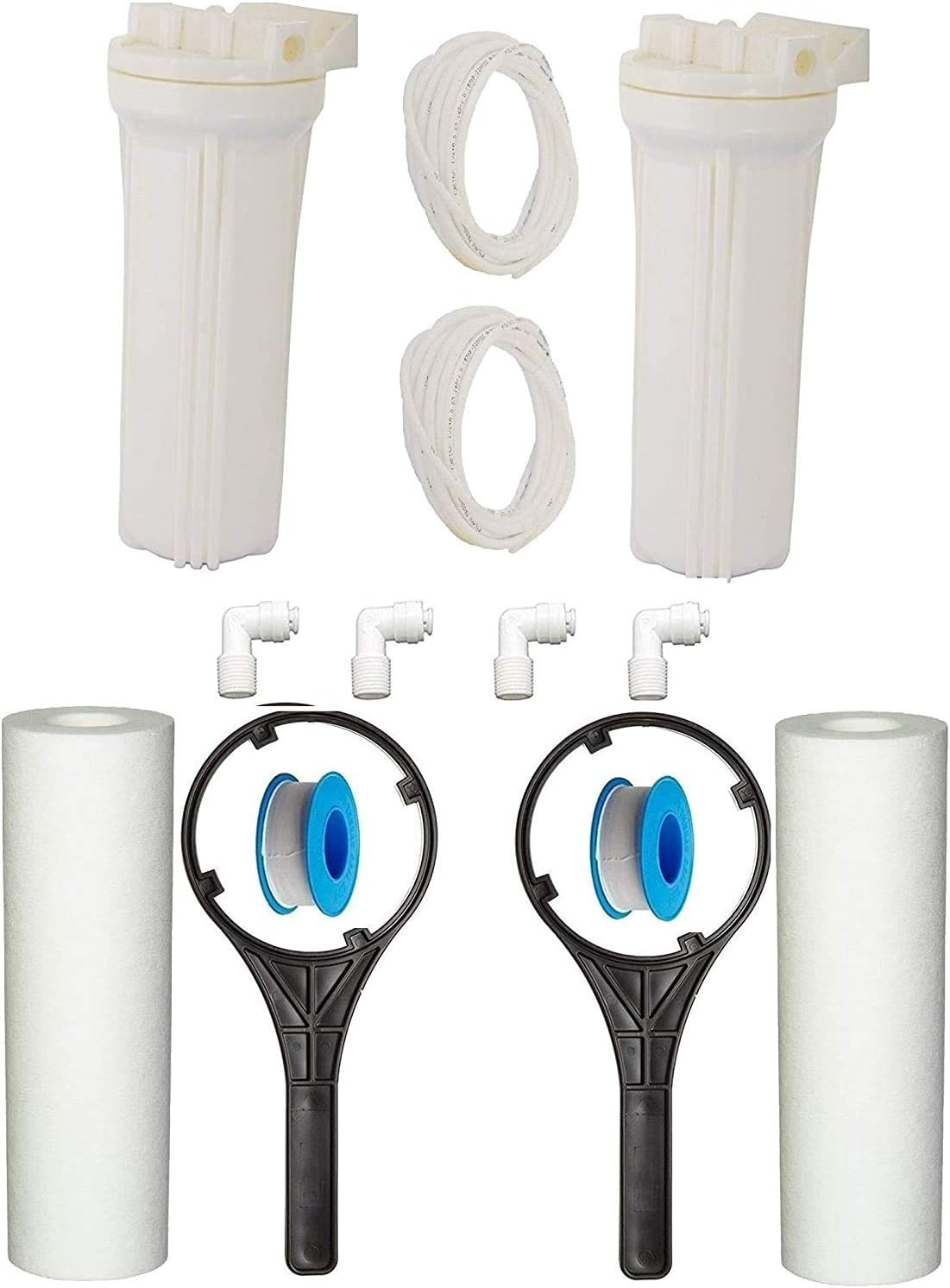 GIZMO PRO Pre Filter Housing Kit with Spun Filter Spanner Teflon Pipe 2 Meter for all Type of Ro Water Purifiers Pre Filter Housing - Set of 2 Filters ( White )