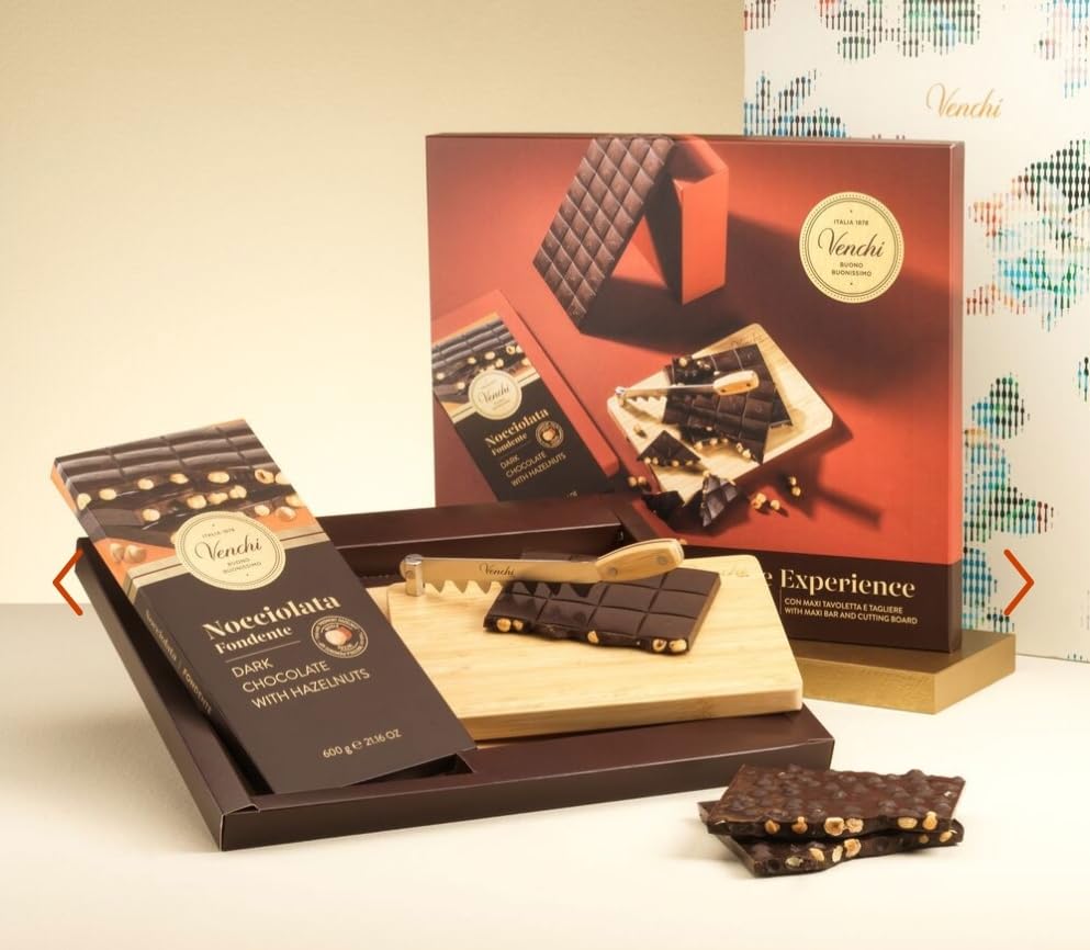 Tagliere Experience Venchi con maxi tavoletta nocciolato fondente 600gr regalo senza Glutine