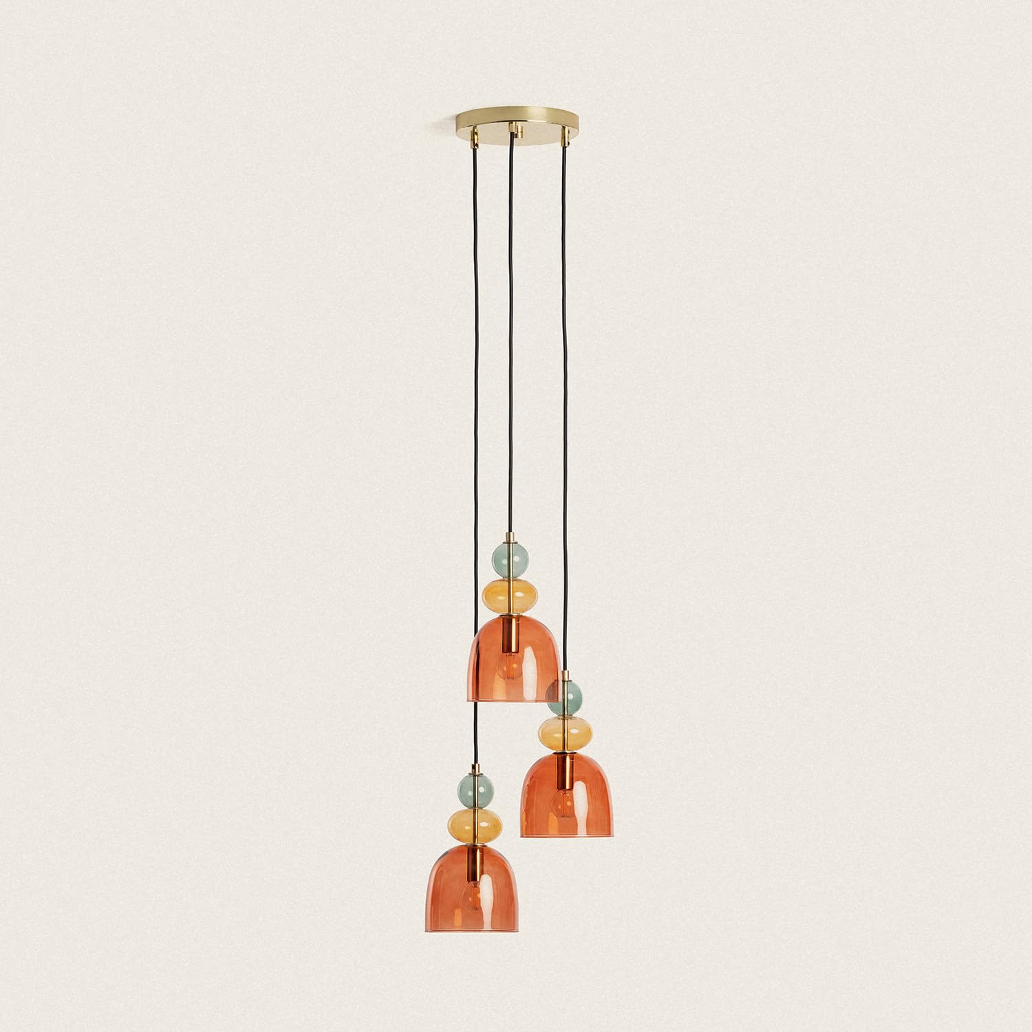 LEDKIA LIGHTING Lampada a Sospensione Metallo e Vetro Tri Baudelaire Rosso E14