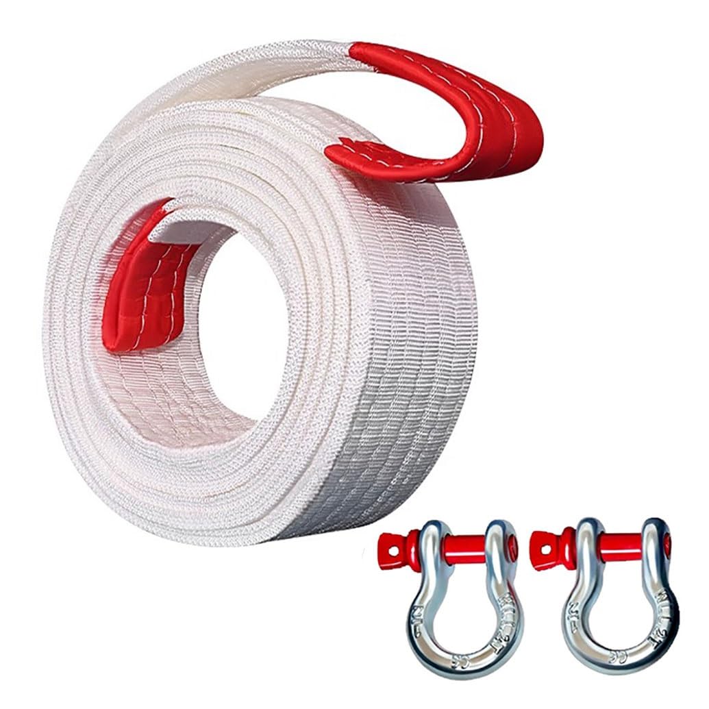 Kit de recuperación con Eslinga de Remolque de Alta Resistencia de 3'' × 35 pies con Capacidad de 55,100 LB: Cuerda de Remolque de Emergencia + grilletes de Anillo en U de Alta Resistencia d