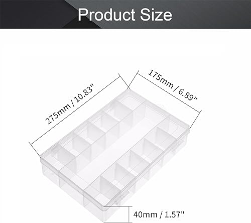 Miniatura 2 de Bettomshin Caja de almacenamiento de componentes PP 10.827x7.087x1.772 in Organizador de plástico Contenedor ajustable 13 rejillas extraíbles Cajas