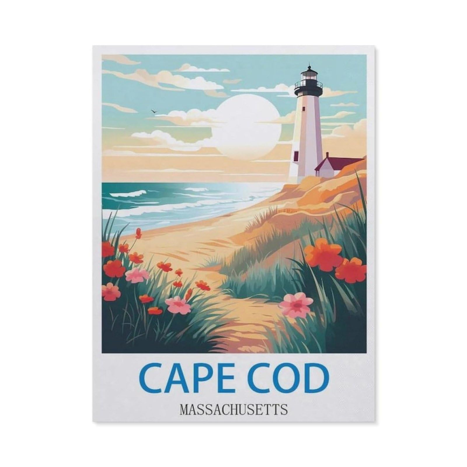 Cape Cod Massachusetts，Vintage Metal Tin Sign Retro Wall Art Decor House Plaque Poster for Home Bar Pub Garden Kitchen Coffee Garage Decoration(15x30cm）6x12 inch-EE59