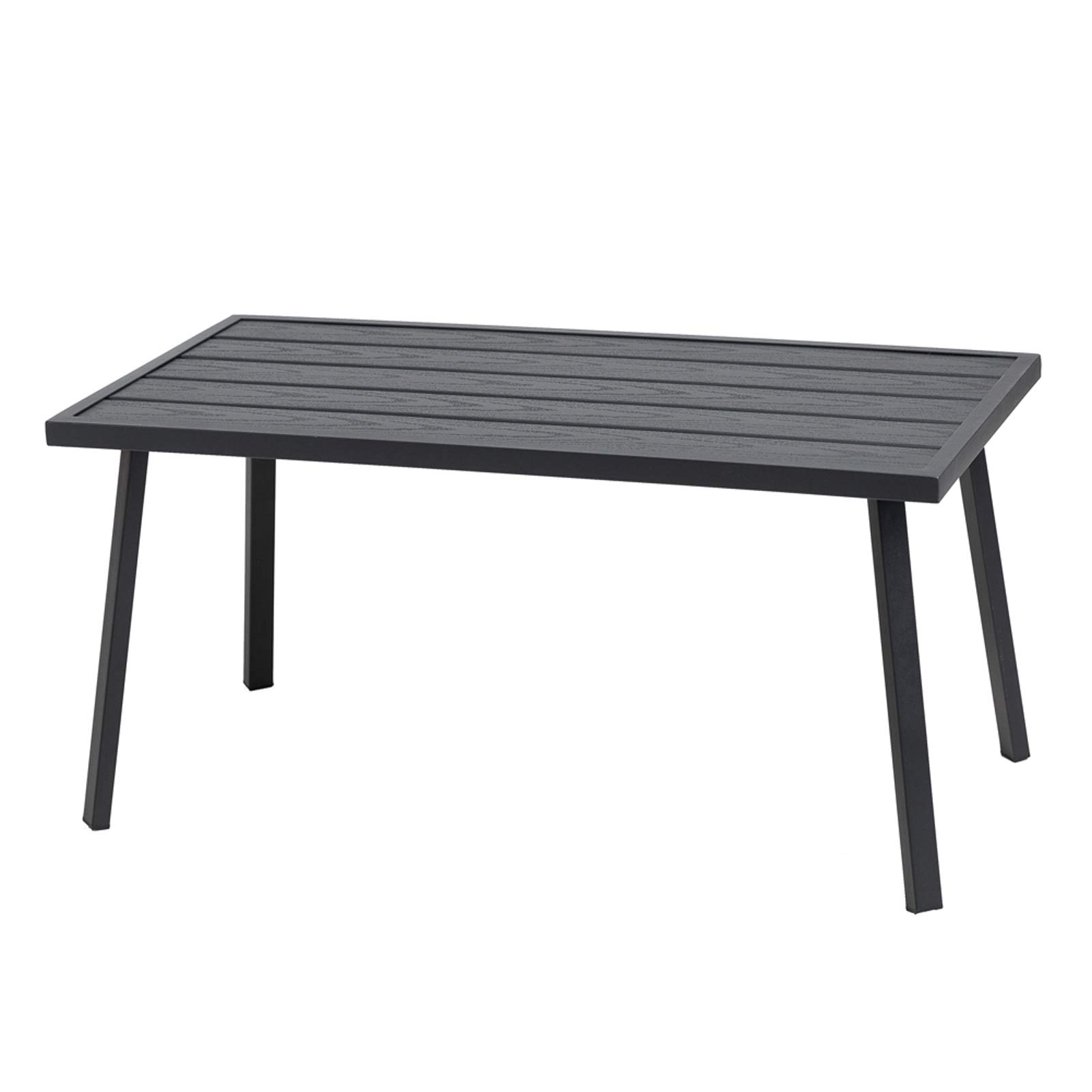 C-Hopetree Small Metal Outdoor Coffee Side Table for Outside Patio, Rectangle, Black