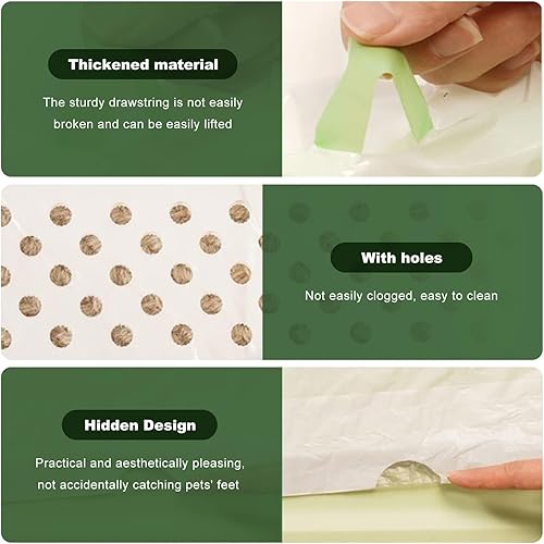 Miniatura 3 de Bolsas de arena para gatos, 56 bolsas de arena para gatos, suministros de limpieza con cordón duradero que contiene 48 bolsas de cribado con