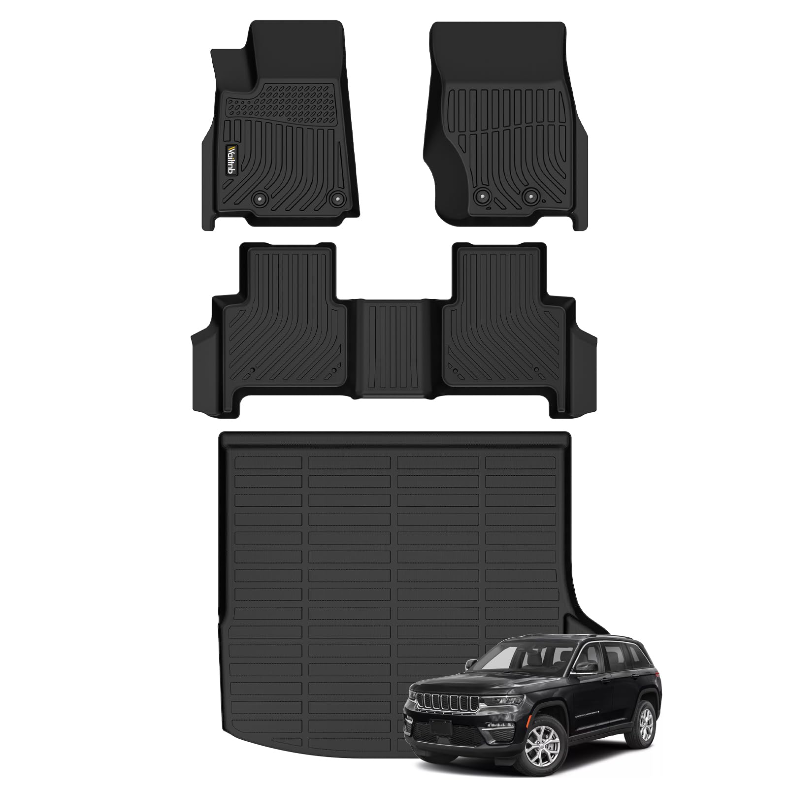 Wailtnb-Floor Mats & Cargo Mat for Jeep Grand Cherokee 2022 2023 2024 2025 2026 (Include 4XE Not for L&WK) All Weather Car Mats for Jeep Grand Cherokee 2022-2025 Liners Accessories