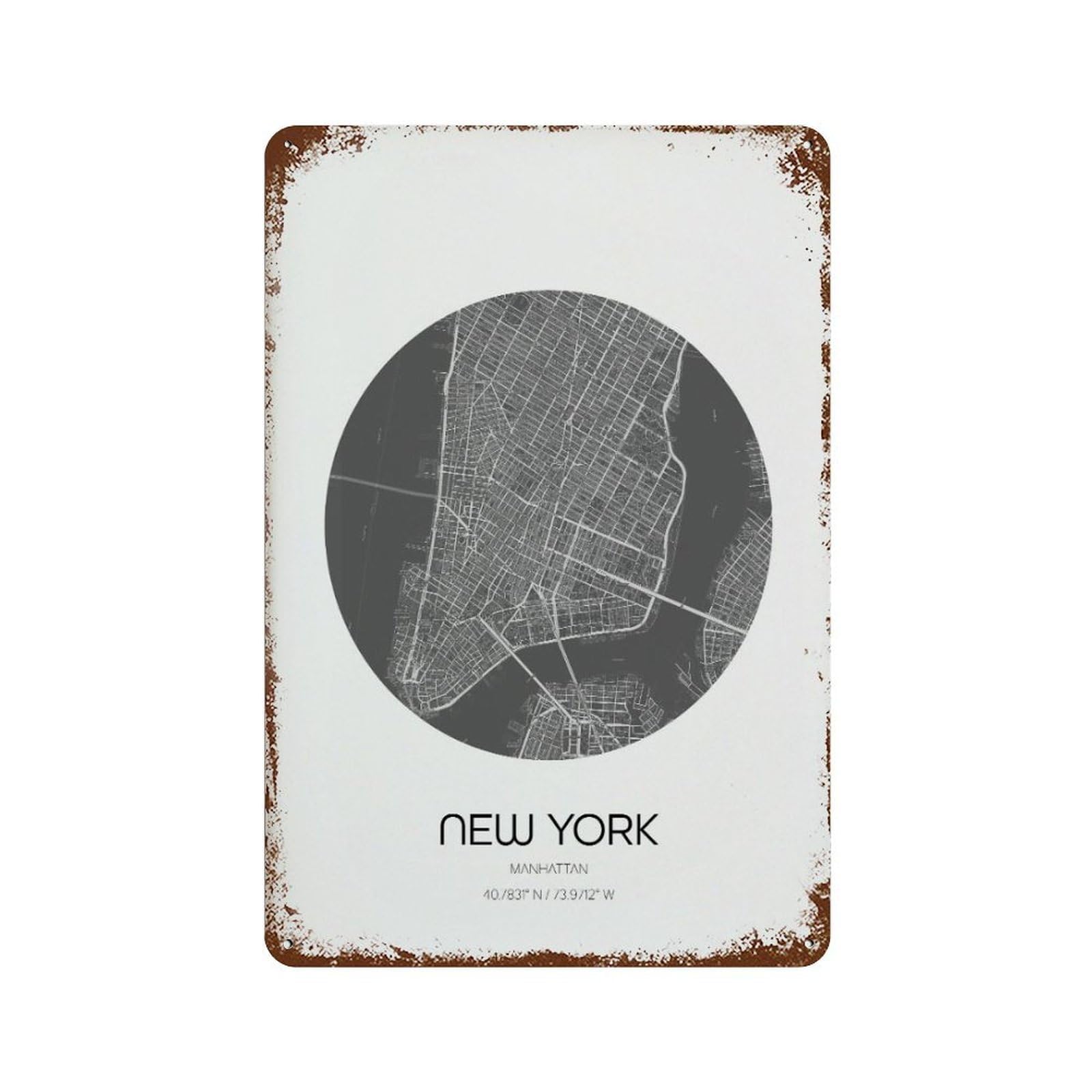 xiaoxiaoshen New York City Map Modern Wall Decor Art Metal Tin Poster Modern Home Decor Art Home Bar Shop Decorations Vintage Sign 30x20cm