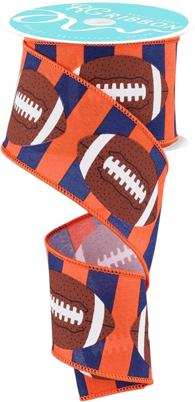 Craig Bachman 2.5 Inch Wired Ribbon Silver Navy Brown Football Wreath Making Supplies image 5