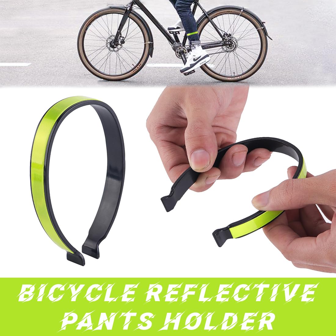 Bretelle Catarifrangenti per Bicicletta, Fermagli Pantaloni Riflettenti Universali in ABS