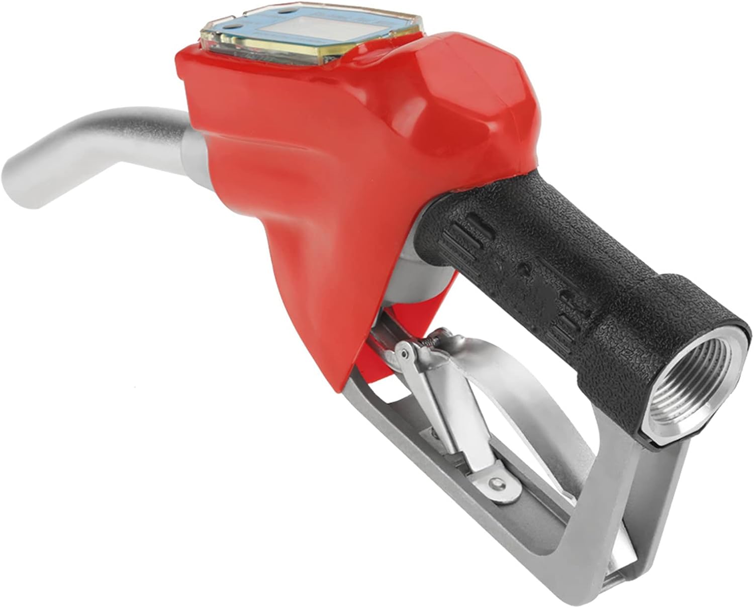 Fuel Nozzle with Digital Flow Meter, 1'' NPT Anti-Drip Aluminum Fuel Nozzle, Max 20 GPM (0.25MPa) Flow Rate, 4-Unit Display for Fuel Kerosene Gasoline, AC-15A