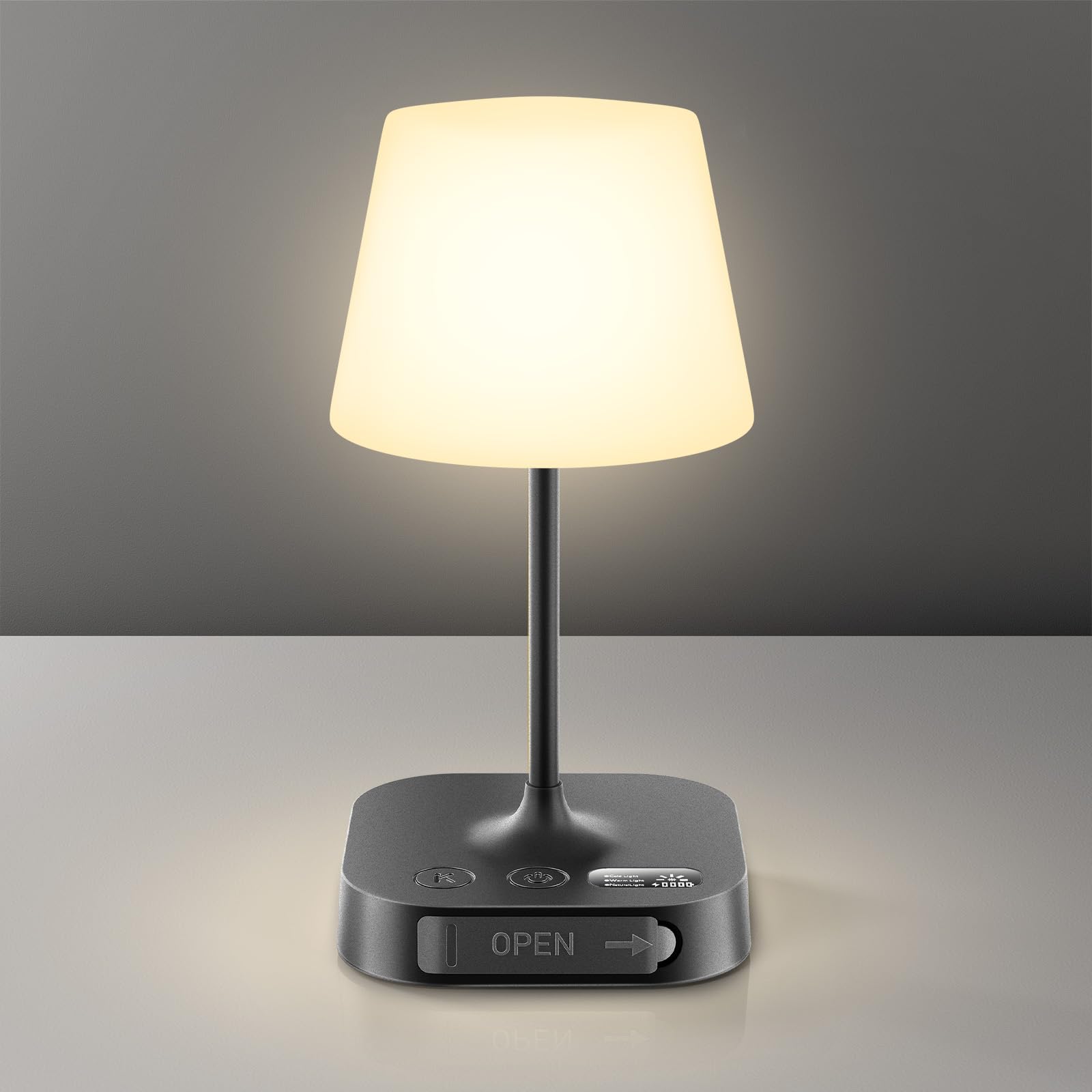 Anordsem Rechargeable Table Lamps for Livingroom: 8000mAh Battery Operated Small Portable Light - 3 Color Dimmable Touch for Kitchen Dining – Home Decor Gifts for Parents (Black)