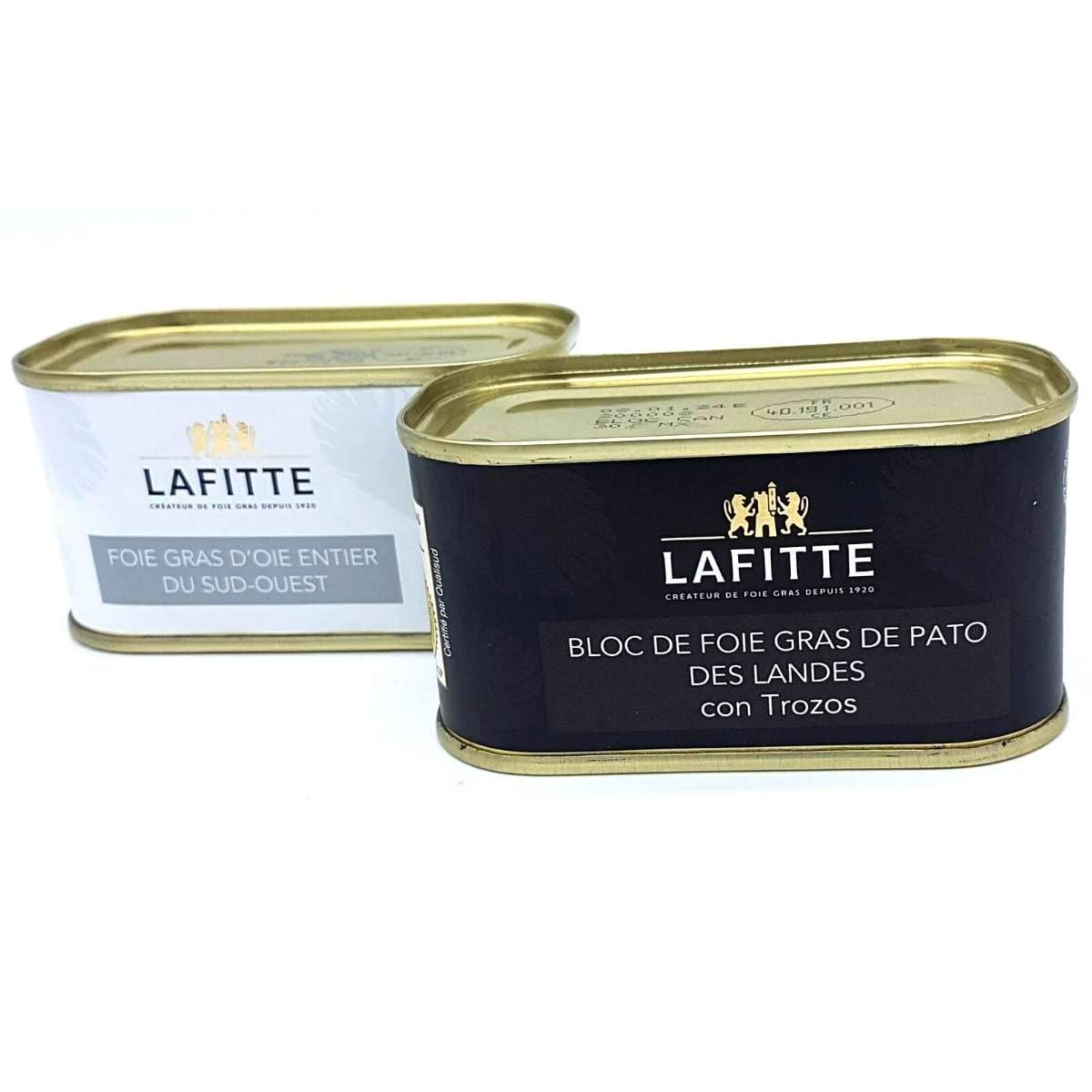 Foie Gras Lafitte Lote Exclusivo Foie Gras de Oca + Bloc de Foie Gras de Pato con trozos - Sin conservantes ni aditivos. Disfruta del auténtico sabor