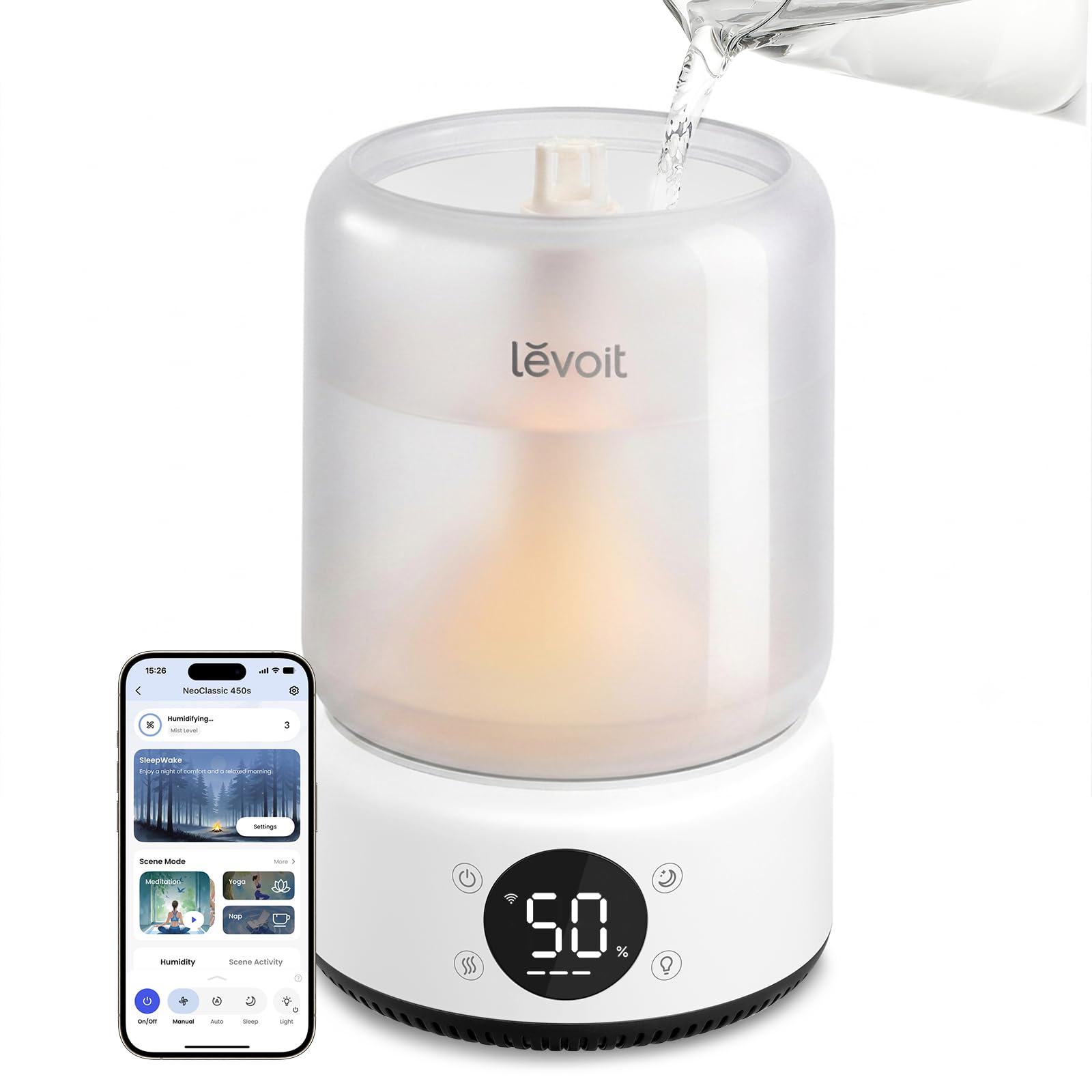 Levoit Smart Humidifier for Bedroom, 4.2L Top Fill, 21dB Ultra Quiet
