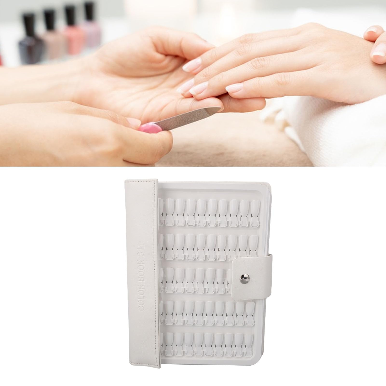 150 Farben Nagellack Ausstellungsbuch, Professionelles Nagelfarbe -Probenkartenbuch mit Weißen Falschen Nagel -Tipps, PU -Lederportfolio für Nagel Salon, DIY Art Manicure