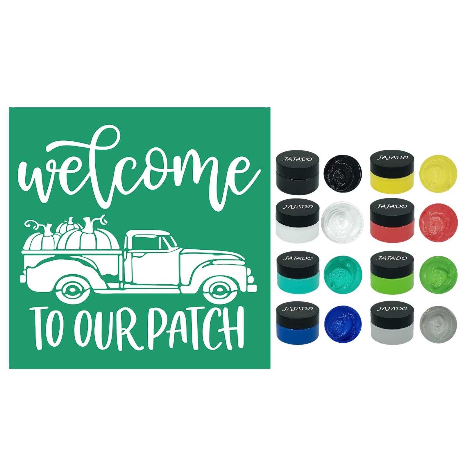 JAJADO Silk Screen Stencils Fall Stencils, Welcome to Our Patch Mesh Transfers Reusable Adhesive Stencils Paint Chalk Paste Paint for Stencils Painting on Wood, T-Shirts, Furniture DIY Home Decor