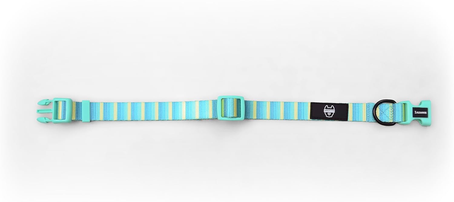 Premium Dog Collar, Pink and Neon Green Leopard Pattern, Adjustable with Safety Buckle (Medium, Striped)