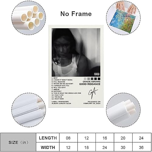 Miniatura 3 de UTOYA Gracie Abrams Good Riddance - Póster decorativo en lienzo para dormitorio, 12 x 18 pulgadas