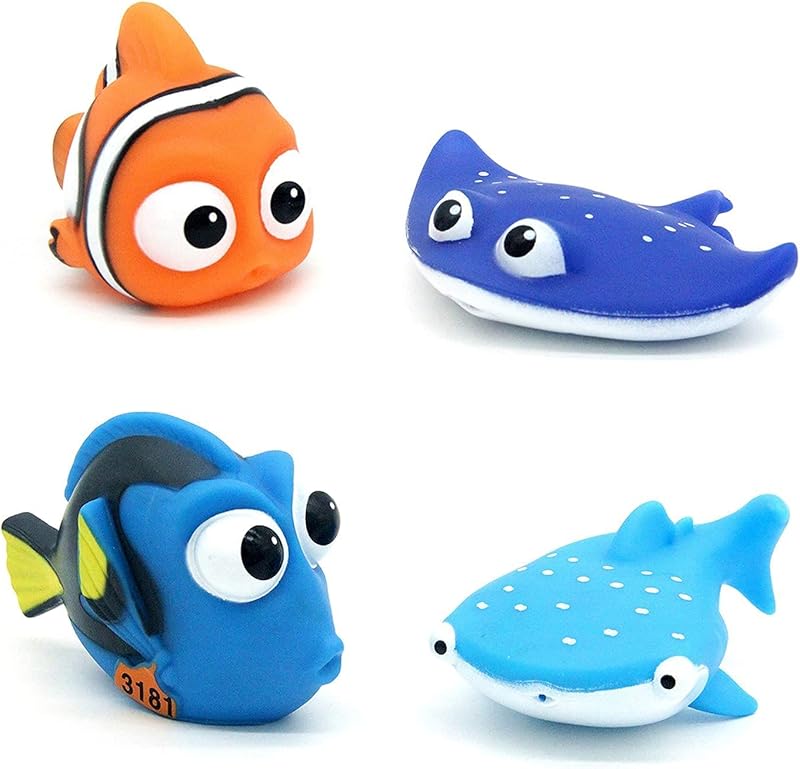 Juguete de ducha para niños, juguetes para chorros de baño para bebés, juguetes acuáticos para bañera de tiburones, 4 piezas de juguetes para pileta infantil para niños pequeños, para regalos de cumpleaños, playa de verano, actividad en la pileta