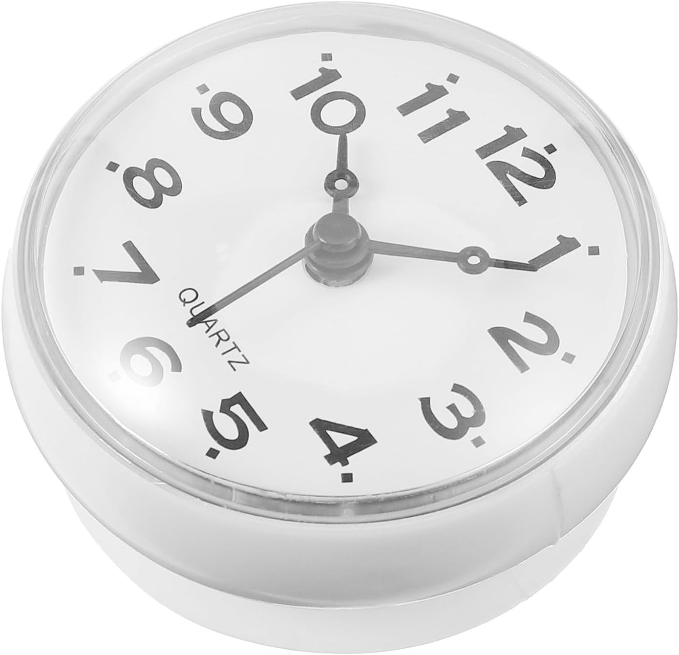 Cabilock 1Pc Sucker Clock Non- Ticking Battery Operated Shower Clock Shower Wall Hanging Outdoor Digital wall Suction Cup Round Office Plastic White Mirror