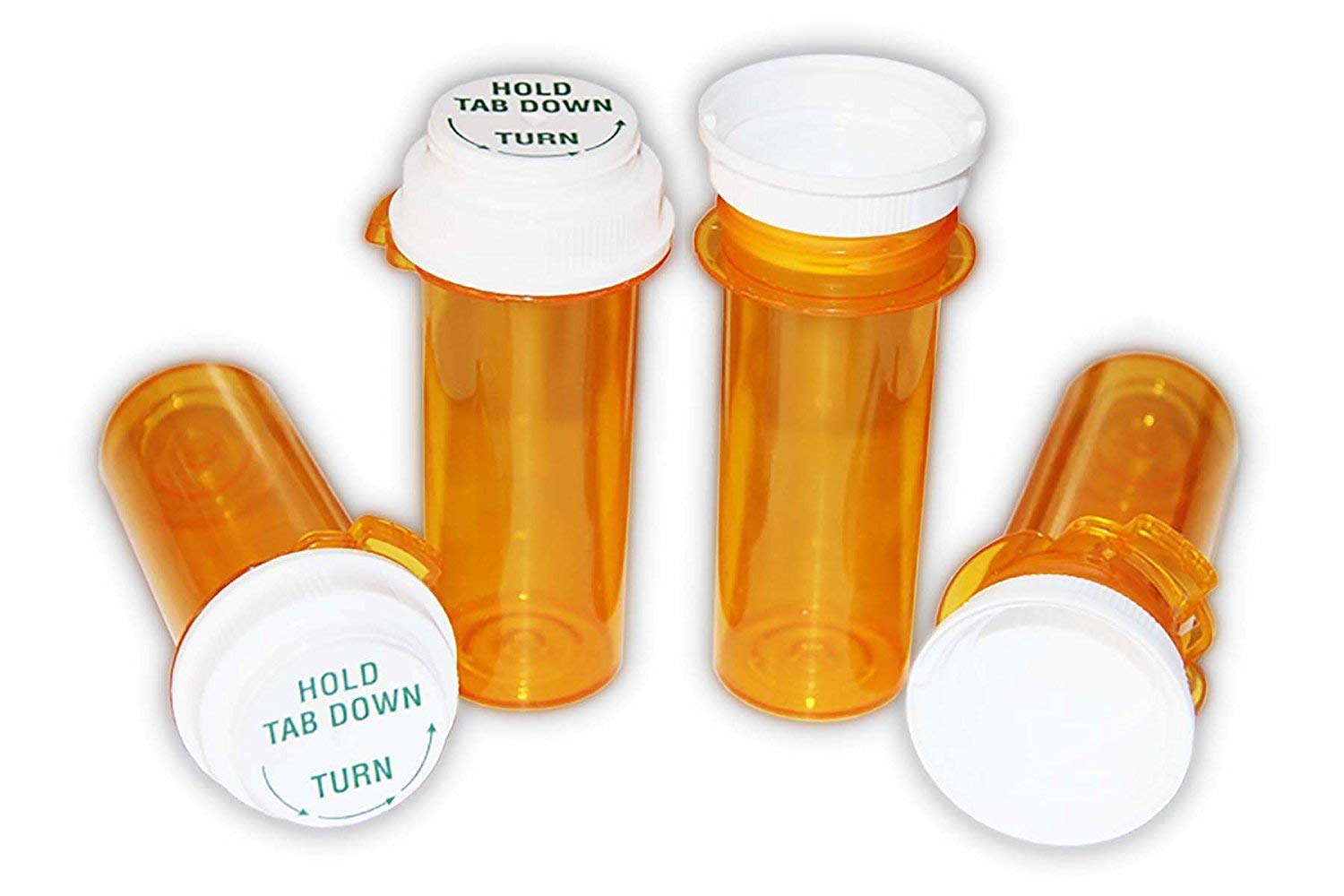 Pharmacy Prescription Vials Touch Down Amber 10 Dram Dual Purpose, Caps Included (Qty. 12), Medicine & Pill Bottle, Pharmacy Bottle, Pharmacy Container, Plastic Container by Sponix