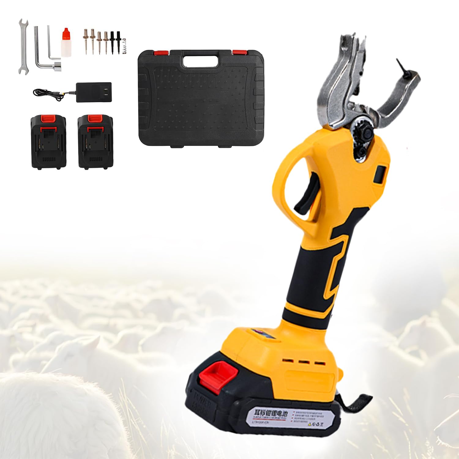 Applicatore Elettrico dell'ear Tag, Tagger per Animali Senza Cordo, Tagger Senza Corde con 2 batterie, per la marcatura Rapida di maiali, Bestiame e Pecore