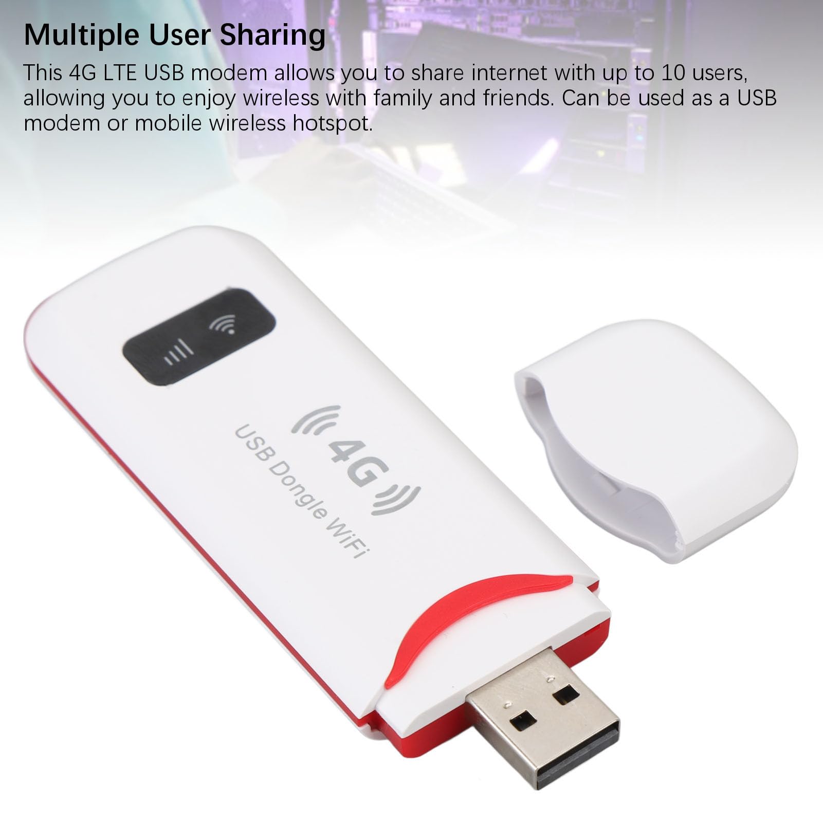 VBESTLIFE Módem USB 4G LTE, Enrutador de Punto de Acceso Móvil Inalámbrico Portátil de 150 Mbps con Ranura para Tarjeta SIM, Compatible con 10 Usuarios para Viajes en Europa, Asia,
