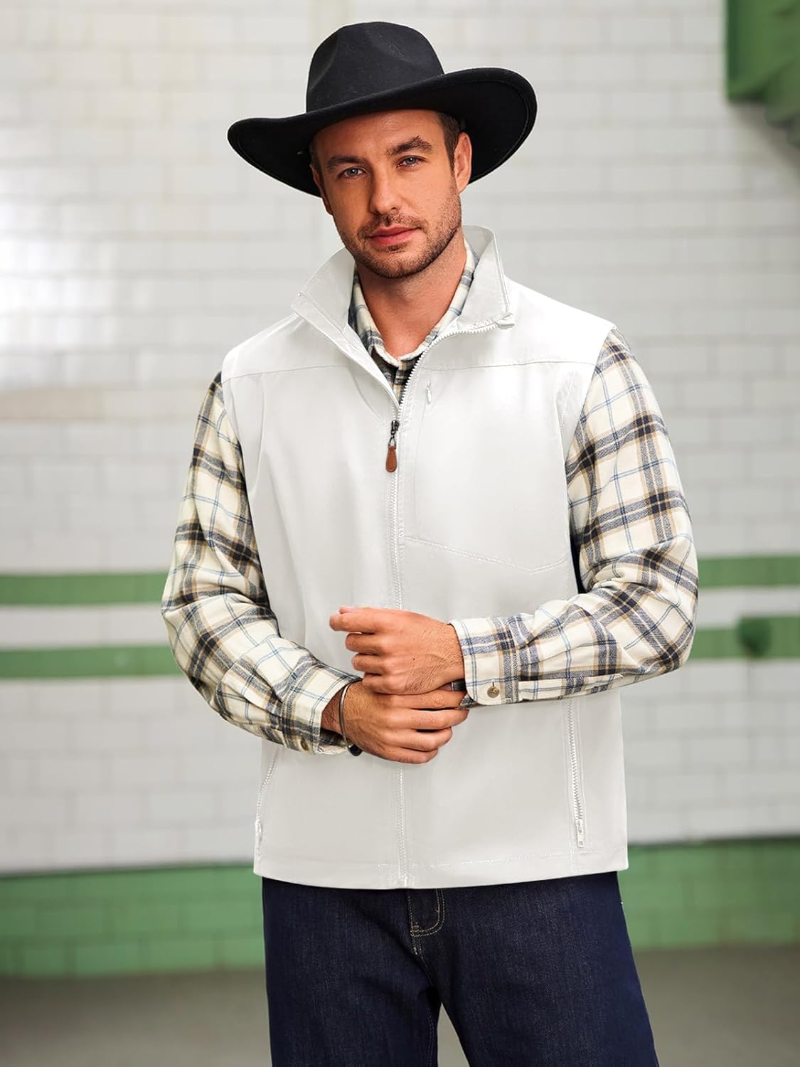 Yousify Mens Waterproof Softshell Vest Full Zip Sleeveless Jacket Lightweight Fleece Outerwear for Cycling Hiking Outdoor - Image 5