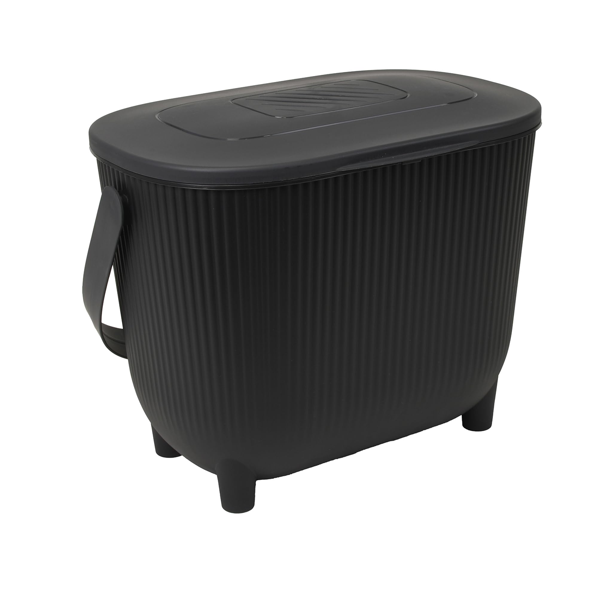 Poubelle à Compost 10 L avec Filtre à Charbon, Grise Anthracite/Noir