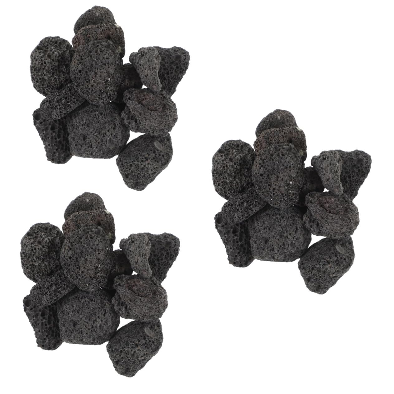 TOPBATHY Lot De 3 Galets De Roche Volcanique Élégants pour Aquarium Aménagement Paysager en Pierre Naturelle pour Aquarium