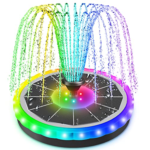 SZMP Fuente Solar - 4W 2023 Nuevo Bomba Solar para Estanque Exterior Solares para Jardin,Solar Fuente con 30LEDs Colorido y 8 boquillas,para Estanque de Jardín Fuente,Baño para Pájaros,Piscina