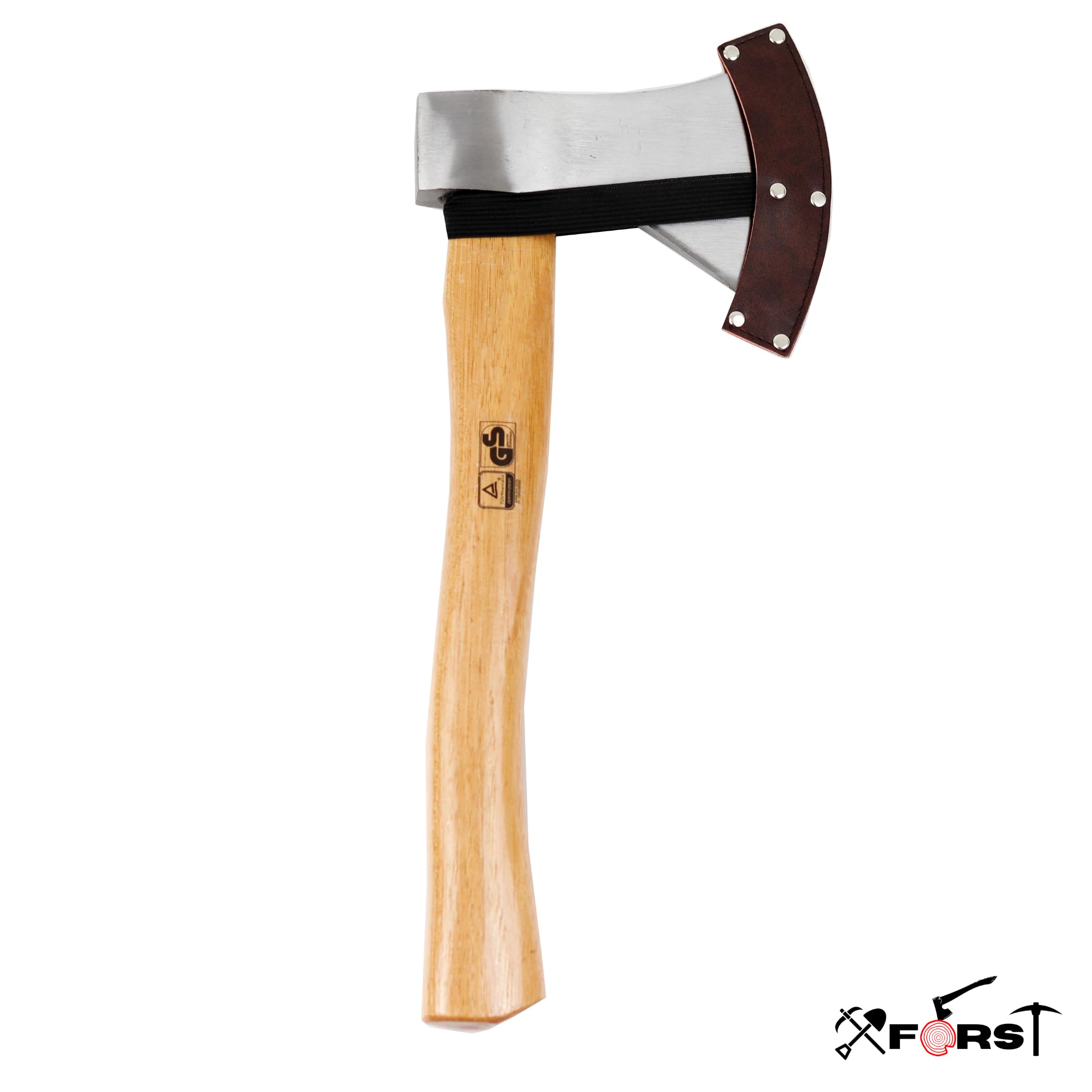 Xforst Hache Universelle X-UW800C – Hache de Jardin et de Camping 40 cm | Tête en Acier au Carbone Trempé 800 g | Manche en Bois de Hickory | Inclut Étui de Protection
