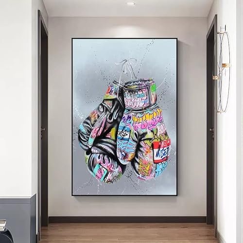 FPUYB Su Tela Arte Della Parete Della Casa Guantoni Da Boxe Decorativi Graffiti Arte Pittura Su Tela Poster E Stampe Su Wall Street Immagini Di Arte Della Parete per Soggiorno Decorazioni Cover