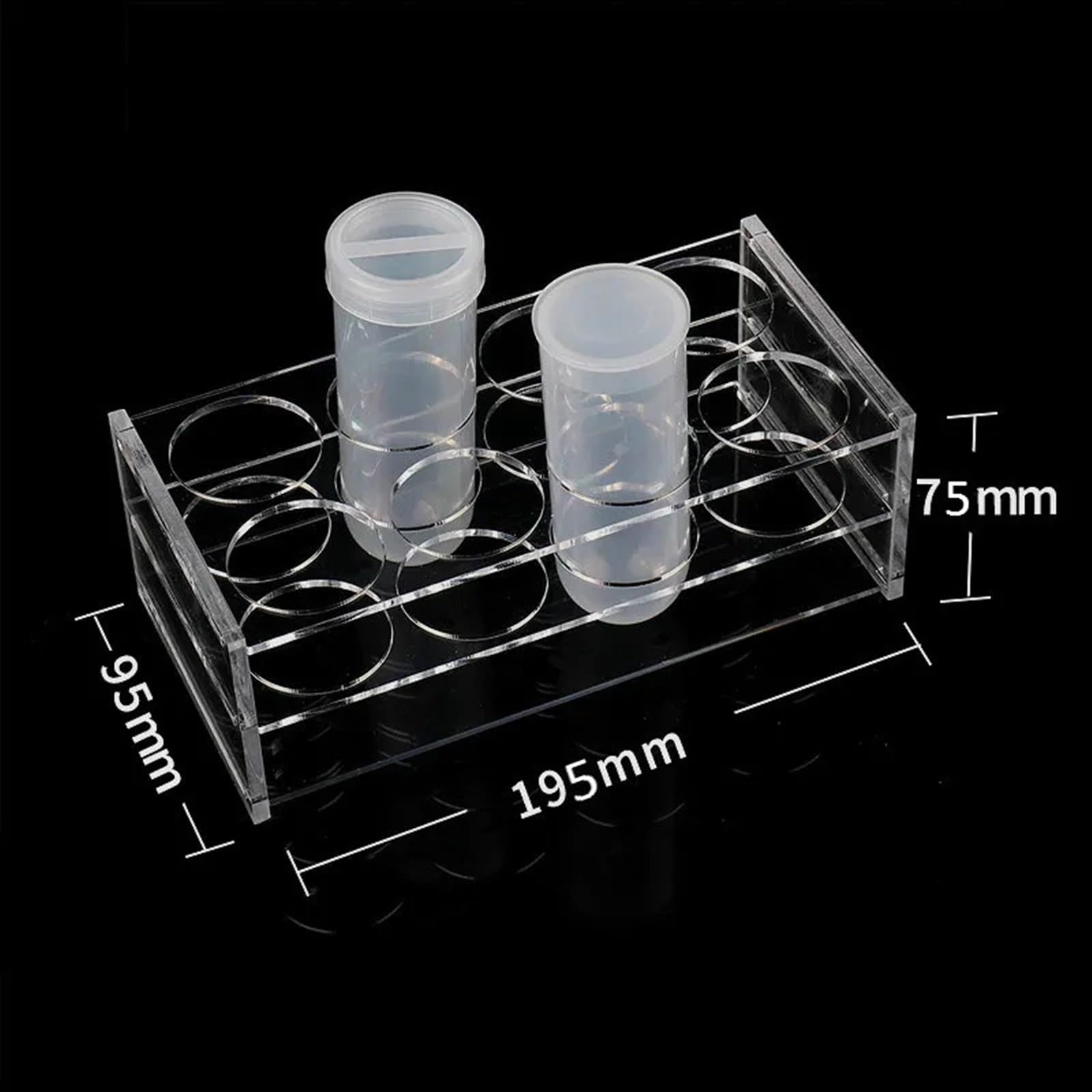 Tubos de ensayo vacíos transparentes con tapas, Rack de equipos de laboratorio for tubos de centrífuga de 100 ml Soporte for 8 tubos Soporte transparente for tubos de ensayo Diámetro 40 mm