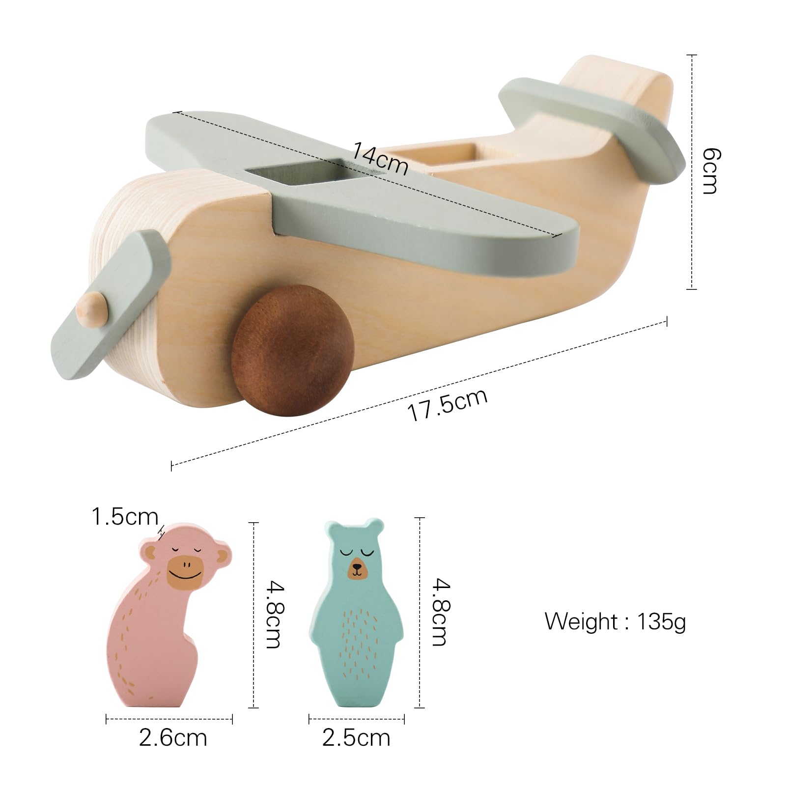 Juego de juguetes de avión de madera para niños pequeños, juego de vehículos de transporte aéreo con coche de empuje para bebé, juguete Montessori para regalo de bebé 7