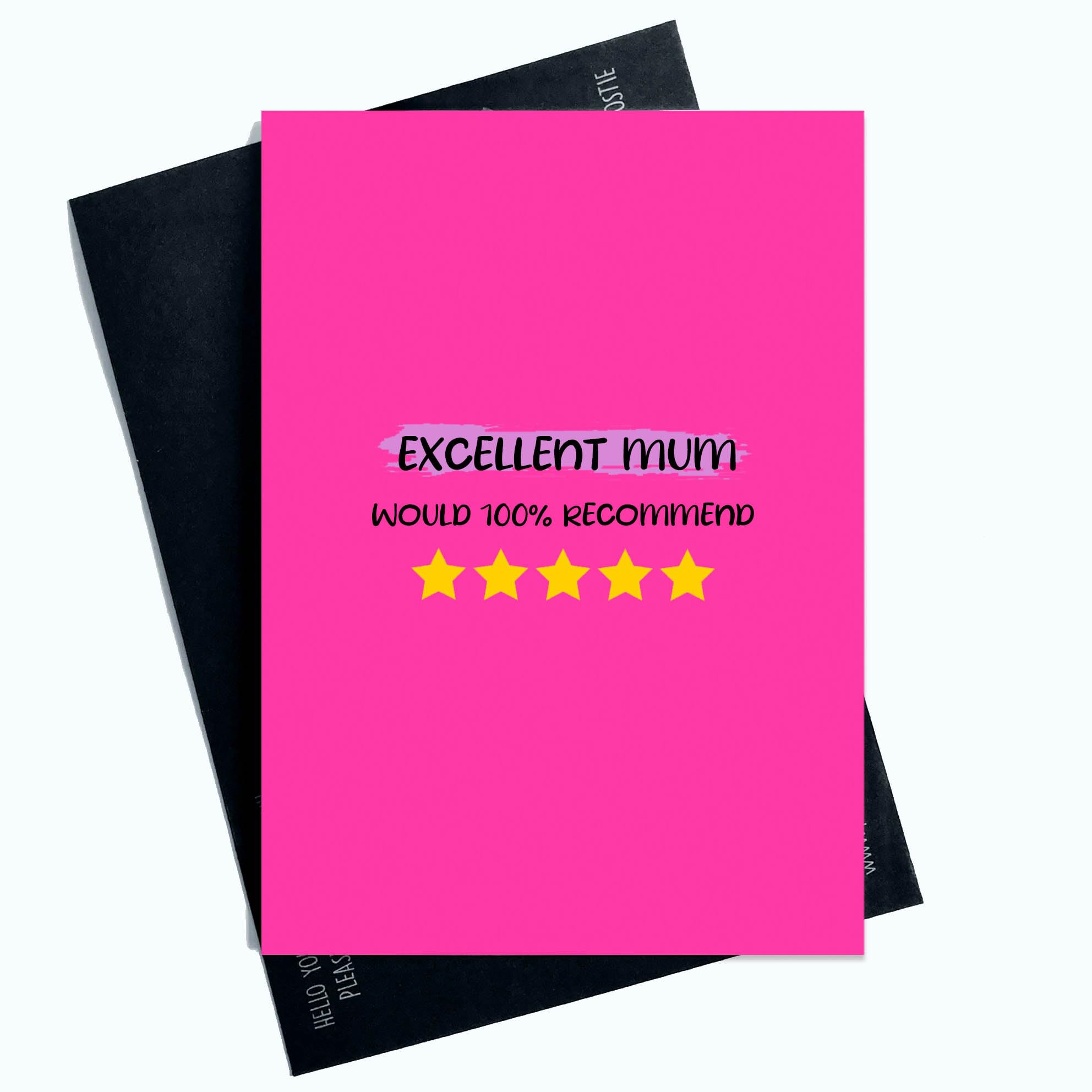 Excellent Mum Would 100% Recommend Mother's Day Card Funny Novelty Card For Mum From Children Pink And Purple 100% Star Joke Card AP31