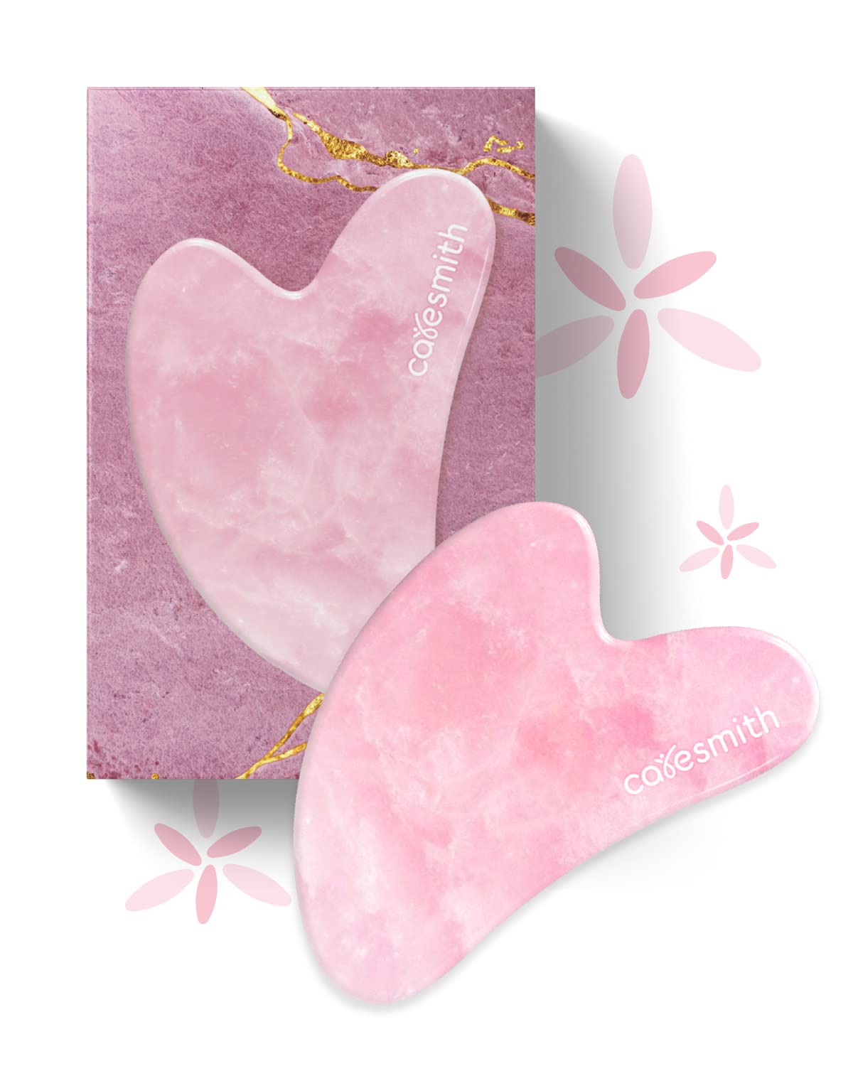 Caresmith Bloom Rose Quartz Gua Sha Face Massage Tool| Face Massager for Women | Can be used along with jade roller for scraping and kneading